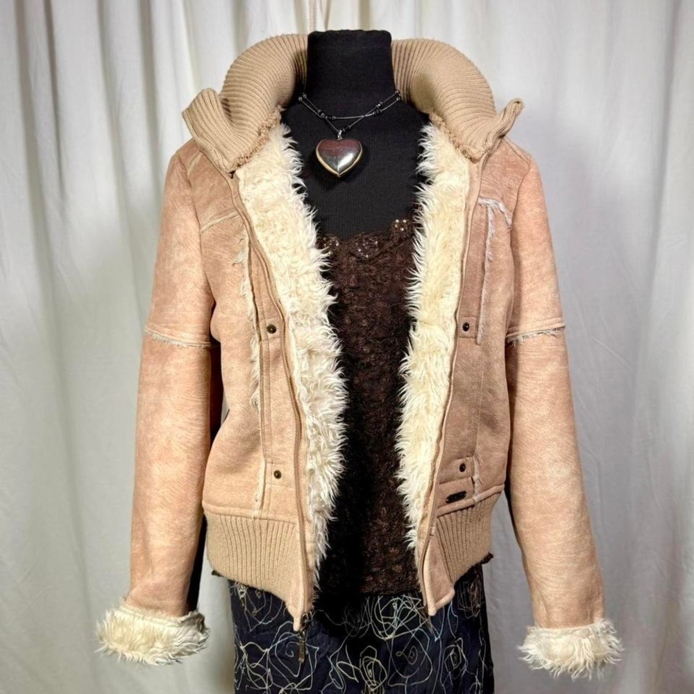 l.e.i. Faux Shearling Bomber Jacket‎ – Size L